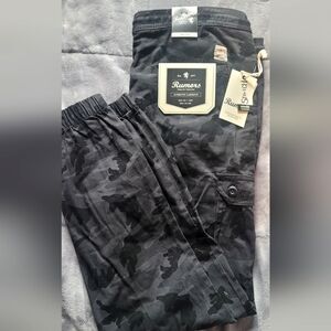 NWT Rumors men's cargo pants, black camo, US size XXL